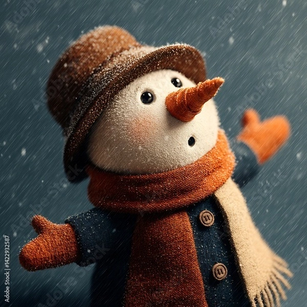 Fototapeta Snowman in Snowfall