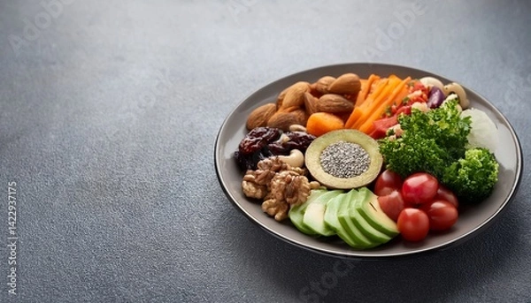 Obraz Colorful and Nutritious Salad Bowl on Gray Background