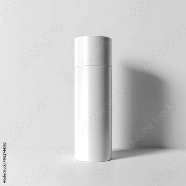 Obraz White Aerosol Can Mockup on Clean Background
