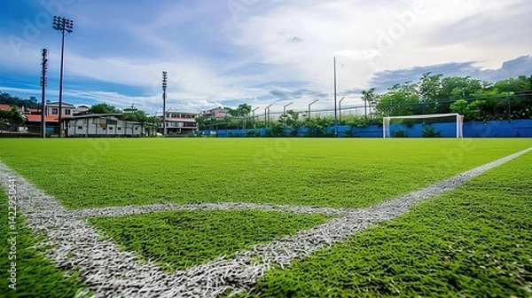 Obraz Soccer Field Under Blue Sky