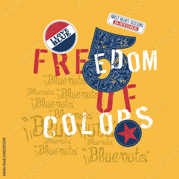 Fototapeta Freedom vector illustration. graphics design for print t-shirt, banner, posters