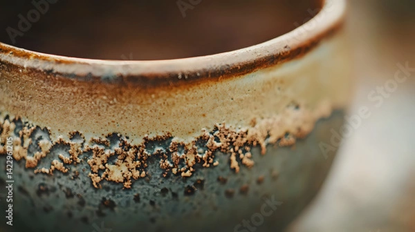 Obraz Artisanal pottery with rough textures and natural glaze imperfections