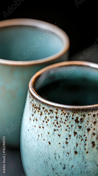Obraz Handcrafted ceramic pottery with textured surface and earthy natural tones