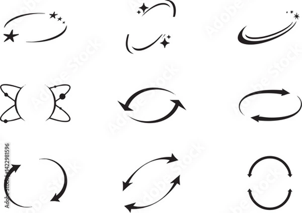 Obraz Collection of Swirling Arrows and Starburst Design Elements for Branding and Design Projects