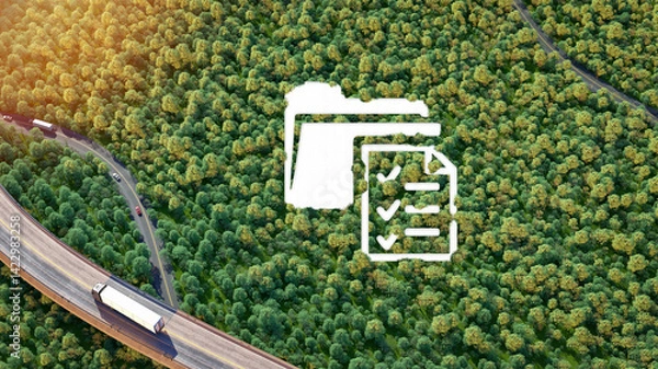 Obraz Sustainable Transport Document Icon on Forest Road..