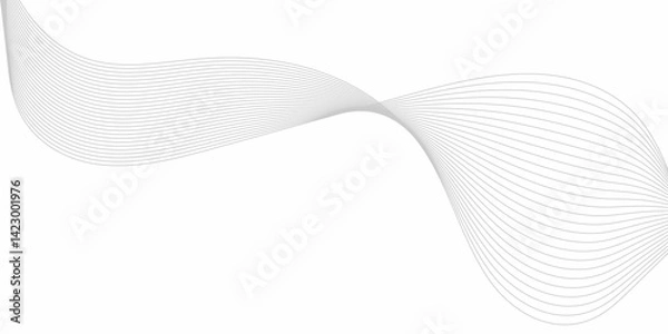 Fototapeta  vector illustration of smooth, parallel curved lines forming an abstract wave pattern. The lines should be evenly spaced, thin, and grey in color, placed on a white background. The curves sh