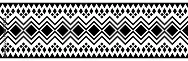 Fototapeta Ethnic border with geometric tribal pattern.