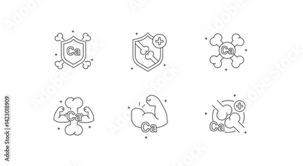 Fototapeta Bone and Joint Health Icon – Calcium Support for Strong Skeleton and Joint Integrity. Clean Line Editable Stroke.