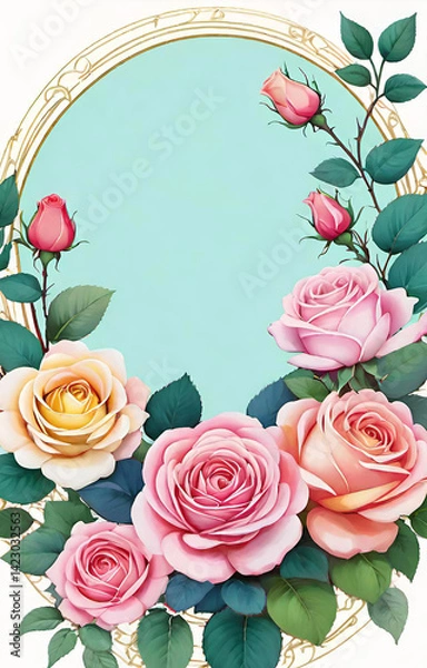 Obraz pink roses frame