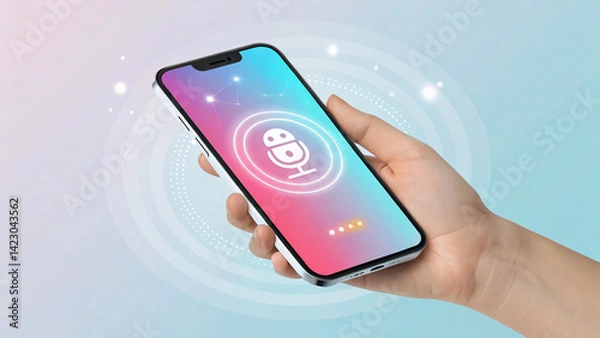 Obraz hand holding smartphone with social network