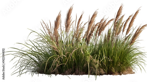 Fototapeta Set of Pennisetum orientale and Panicum virgatum grass isolated png on a transparent background perfectly cutout high resolution.