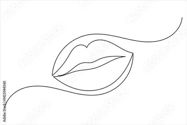 Fototapeta Minimalist one line lip icon continuous line drawing vector illustration