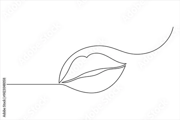 Fototapeta Minimalist one line lip icon continuous line drawing vector illustration