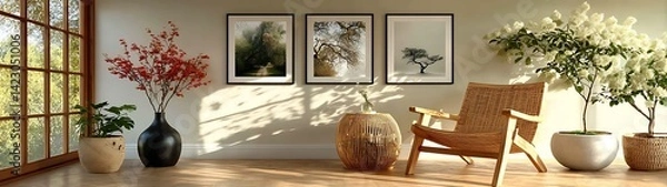 Obraz Tranquil Room with Artwork and Plants