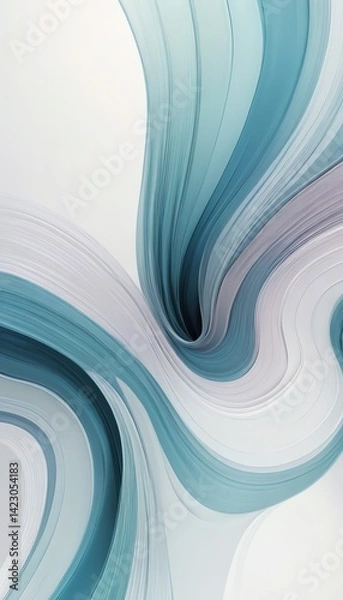 Fototapeta Abstract swirling teal and white wave design background ideal for modern presentations websites or digital art projects