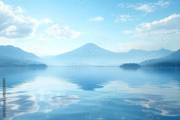 Fototapeta Lake View with Mountain and Clouds