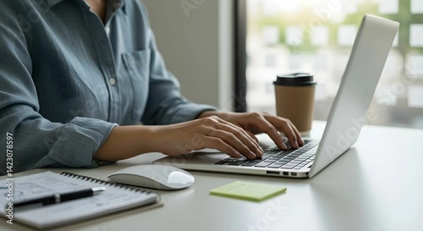 Obraz Reviewing financial or business documents. A stack of paperwork lies on the table