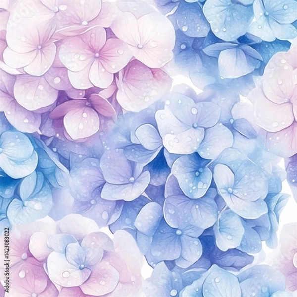 Obraz 青と紫の紫陽花のクローズアップ