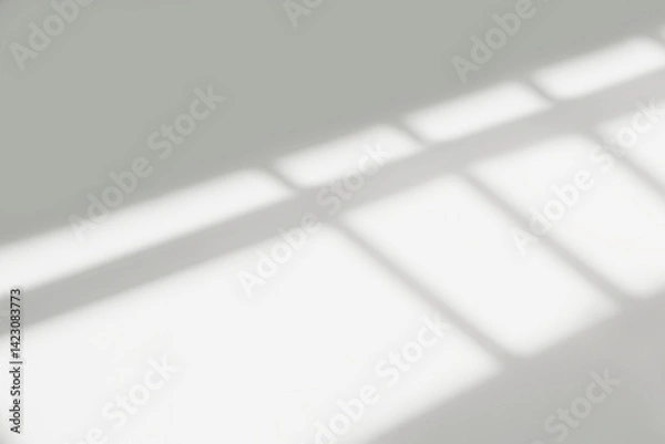 Obraz Gray shadow and light blur abstract background on white wall  from window. Dark stripe grey shadows indoor in room  background, monochrome, shadow overlay effect for backdrop and mockup design