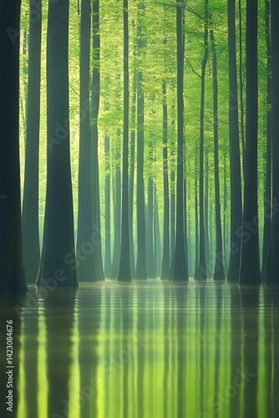 Fototapeta Swamp Forest Misty Reflection