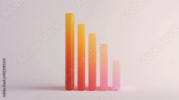 Fototapeta A clean and minimalistic growing bar chart icon with smooth animation, set against a crisp white background