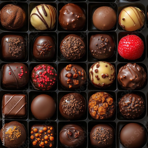 Fototapeta Elegant assortment of fine chocolates