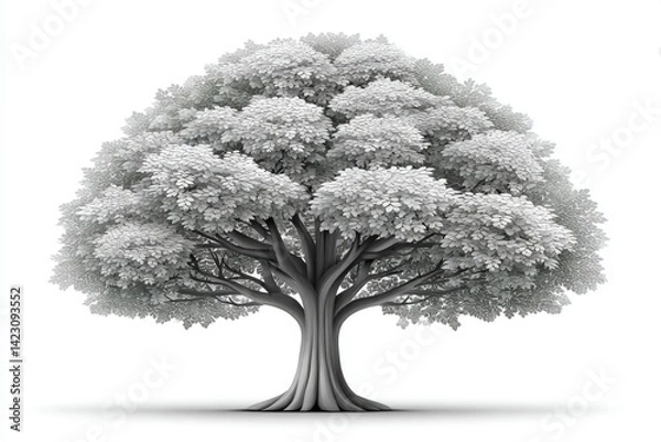 Fototapeta A line drawing of a tree with only one strong branch growing upward