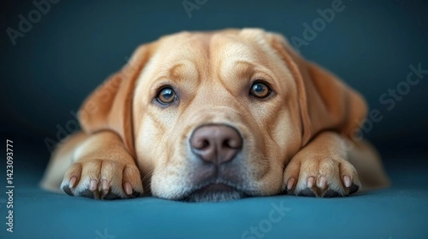 Fototapeta Close-up portrait of a golden labrador retriever.
