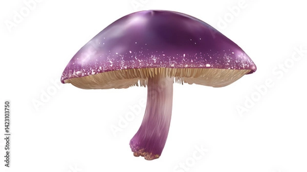 Fototapeta Realistic Purple Mushroom with Shiny Dome Cap Transparent Background