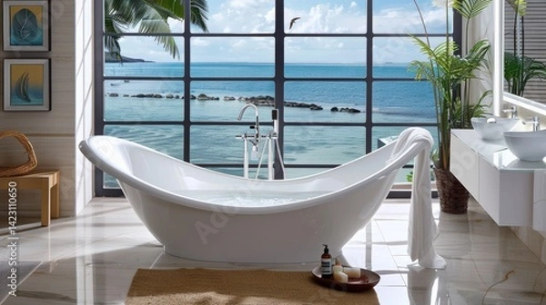 Fototapeta A contemporary bathroom with minimalistic design and elegance