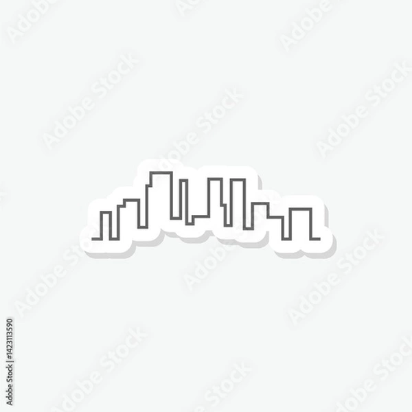 Fototapeta Silhouette of town line icon sticker isolated on gray background