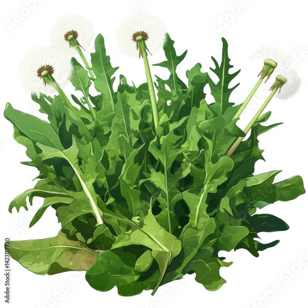 Fototapeta Dandelion greens nature photography botanical art studio environment close-up view