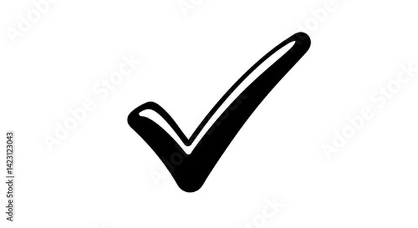 Fototapeta Hand Drawn Check Mark Vector Illustration Isolated on White Background