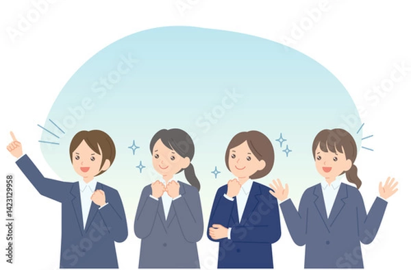 Obraz やる気みなぎるビジネスウーマンのイラスト