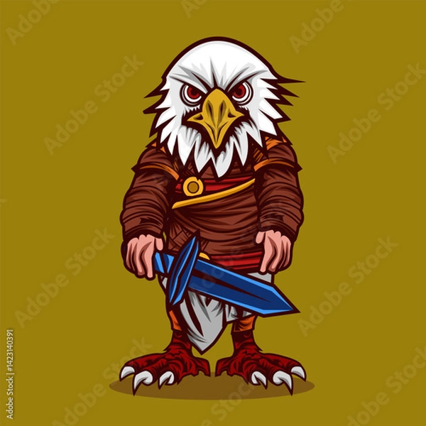 Obraz Eagle Warrior with Sword Illustration