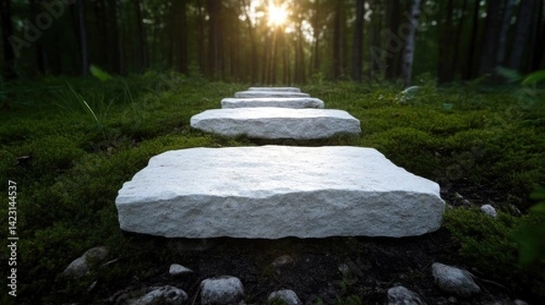 Obraz Pathway through a forest, sunlight