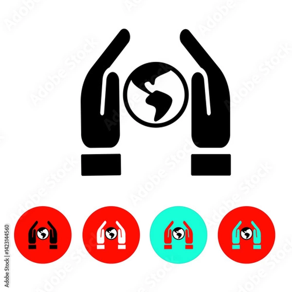 Obraz two-hands-world-sphere icon, black, white and colored buttons