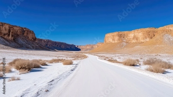 Obraz Snowy Mountain Road Through Canyon