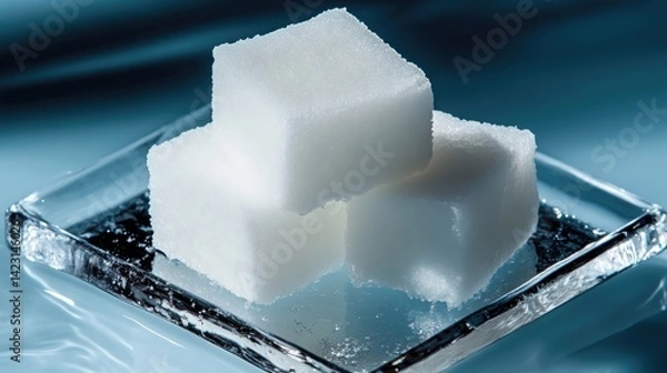 Obraz White sugar cubes on a glass plate