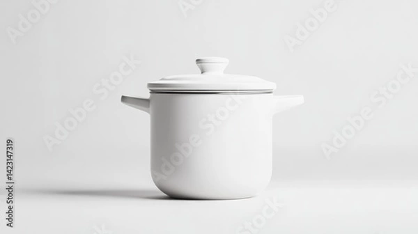 Obraz Modern white ceramic pot with lid
