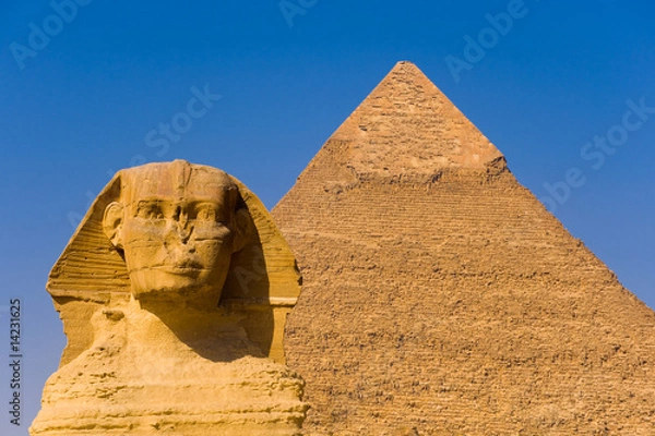 Fototapeta The Sphinx and the great Pyramid
