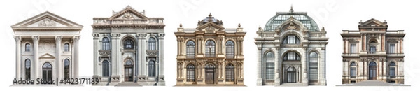 Fototapeta Architectural Styles of Classic Buildings in a Urban Setting, isolated on transparent background