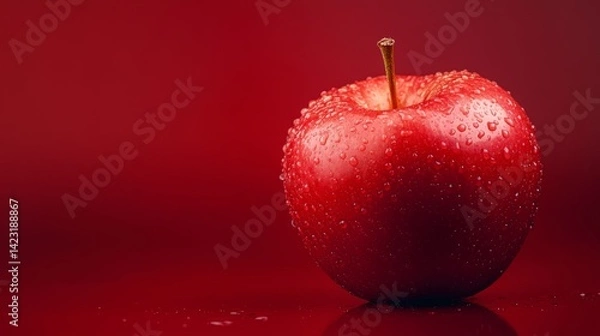 Fototapeta Red apple on a flat red background 