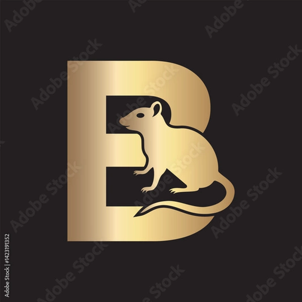 Fototapeta Initial Rat Logo Combine With Letter B Vector Template