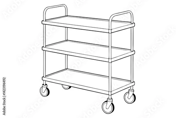 Obraz Multifunction Kitchen Trolley Line Drawing Vector