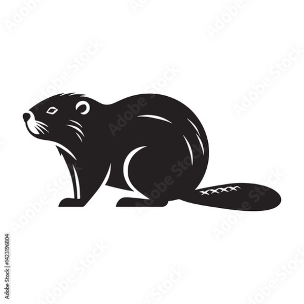 Fototapeta Custom beaver illustration in simple silhouette structure – beaver silhouette – beaver vector – beaver illustration – silhouette of beaver – beaver icon

