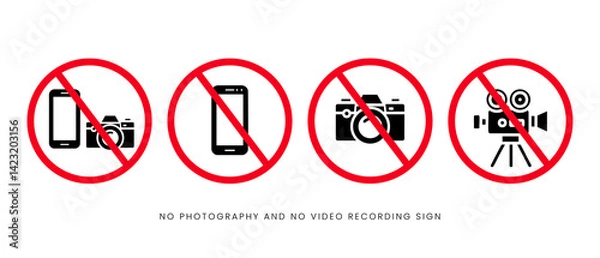 Fototapeta No photography. no video recording warning sign,  Set Collections, design vector illustration