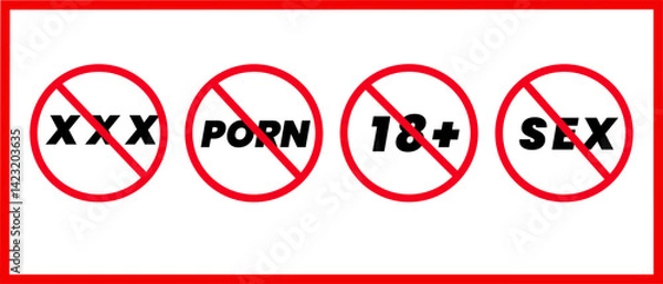 Fototapeta No Sex, No Porn, No 18+ Warning Sign Vector | Adult Content Restriction Symbol Set