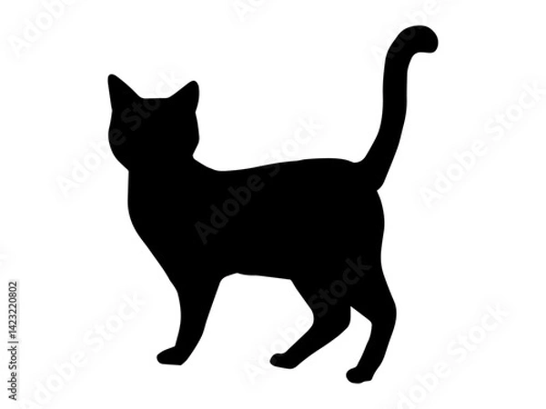 Obraz cat　silhouette　１　振り向くネコのシルエット