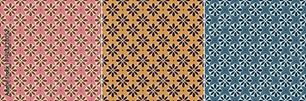 Fototapeta Traditional Ikat Damask Block Print Colorful Wrap Bunch 